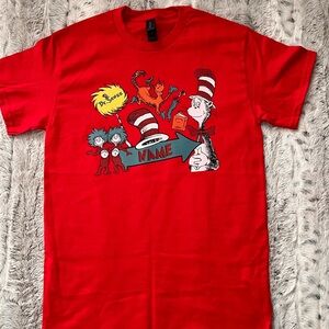 Gildan Dr. Seuss Red Heavy Cotton T-Shirt Men Size Small Unisex New Custom Made